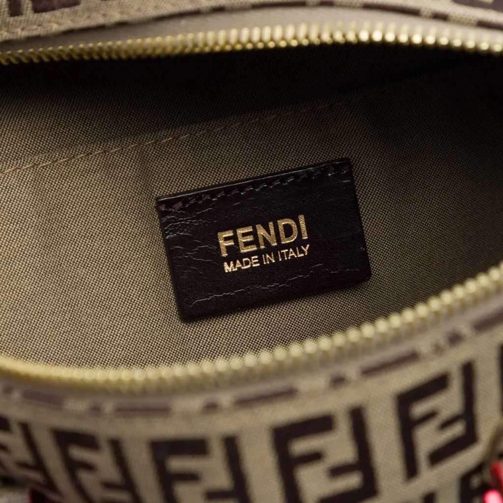 Fendi Zucchino Canvas Forever Bauletto Boston Bag Beige Very good - Box View
