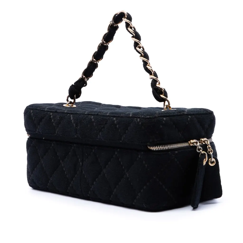 Chanel CC Quilted Jersey Wild Stitch Vanity Bag Black Very good - Back View