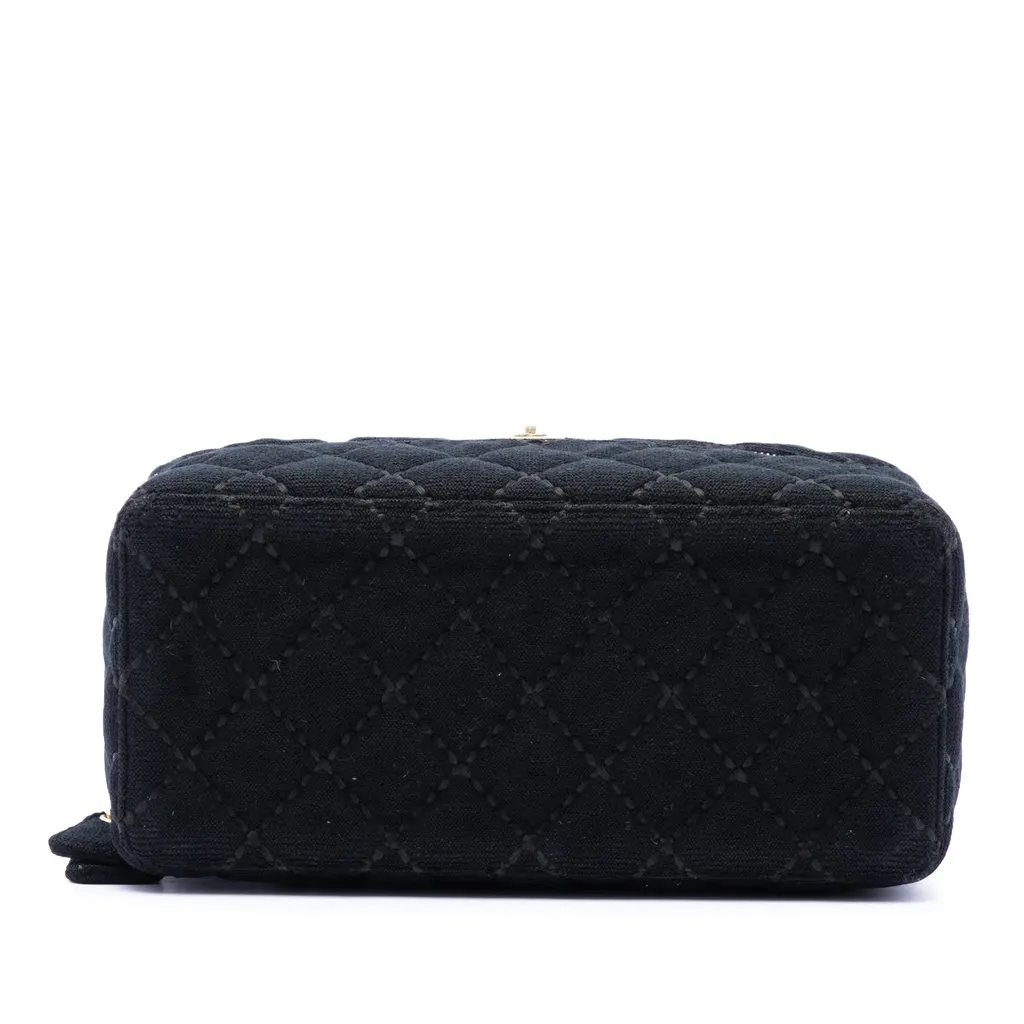 Chanel CC Quilted Jersey Wild Stitch Vanity Bag Black Very good - Inside View