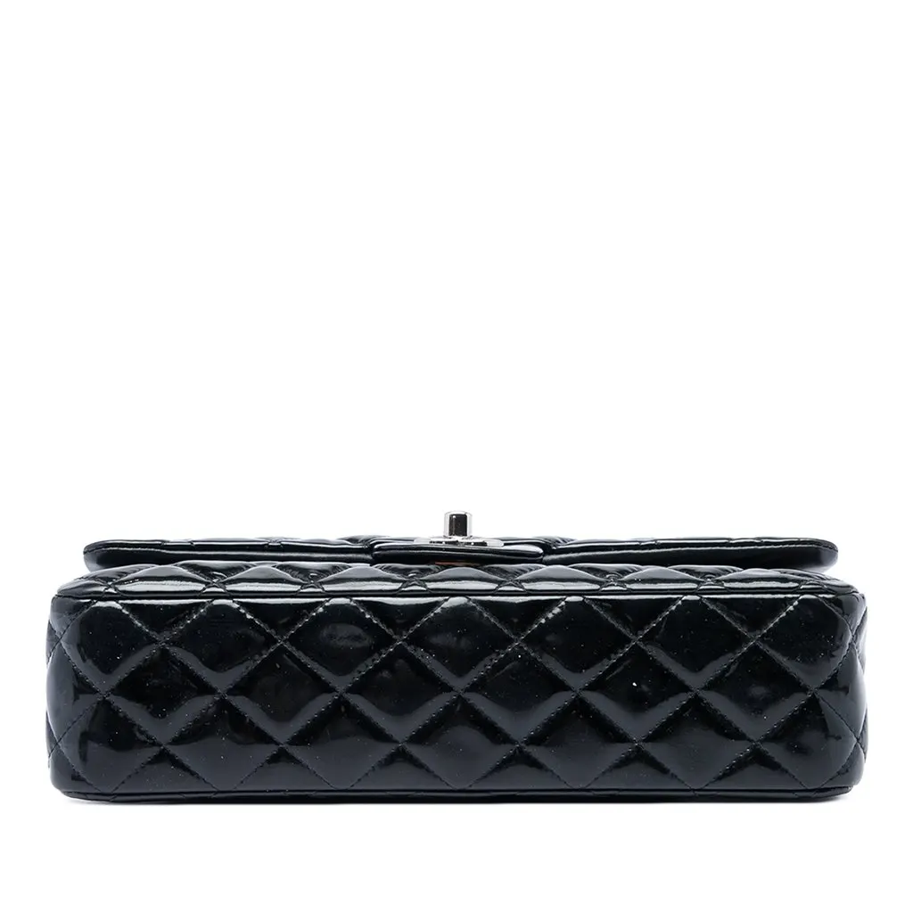 Chanel Medium Classic Patent Double Flap Black Leather Very good - Inside View
