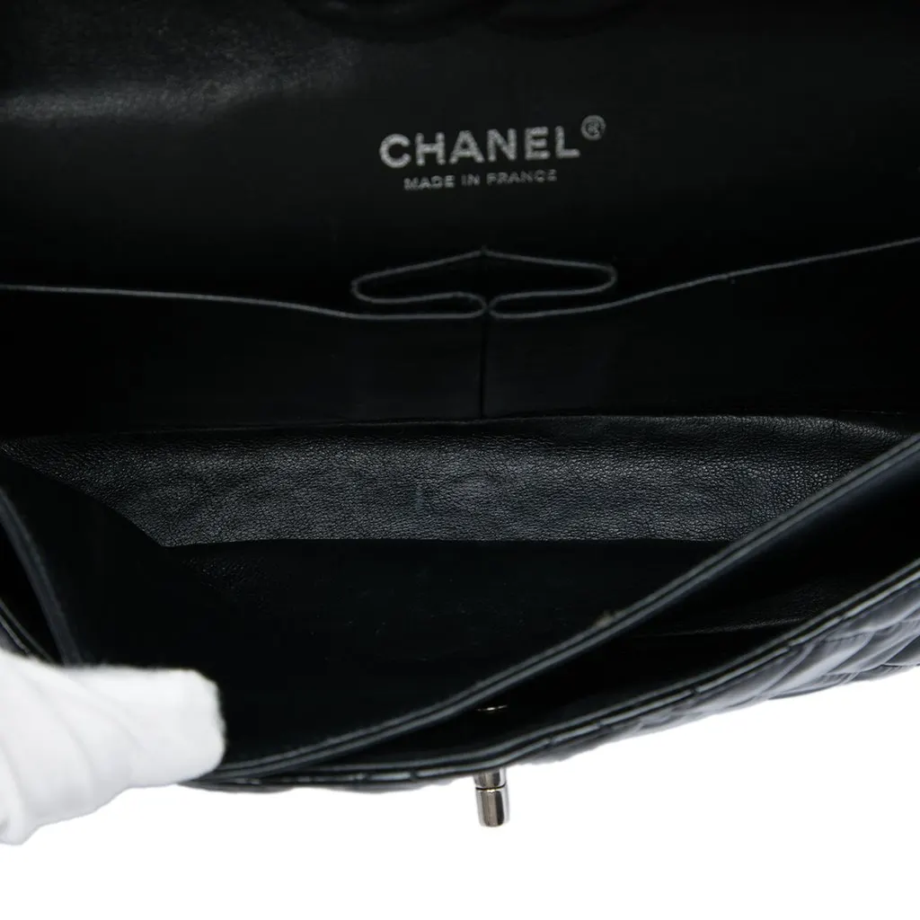 Chanel Medium Classic Patent Double Flap Black Leather Very good - Model View