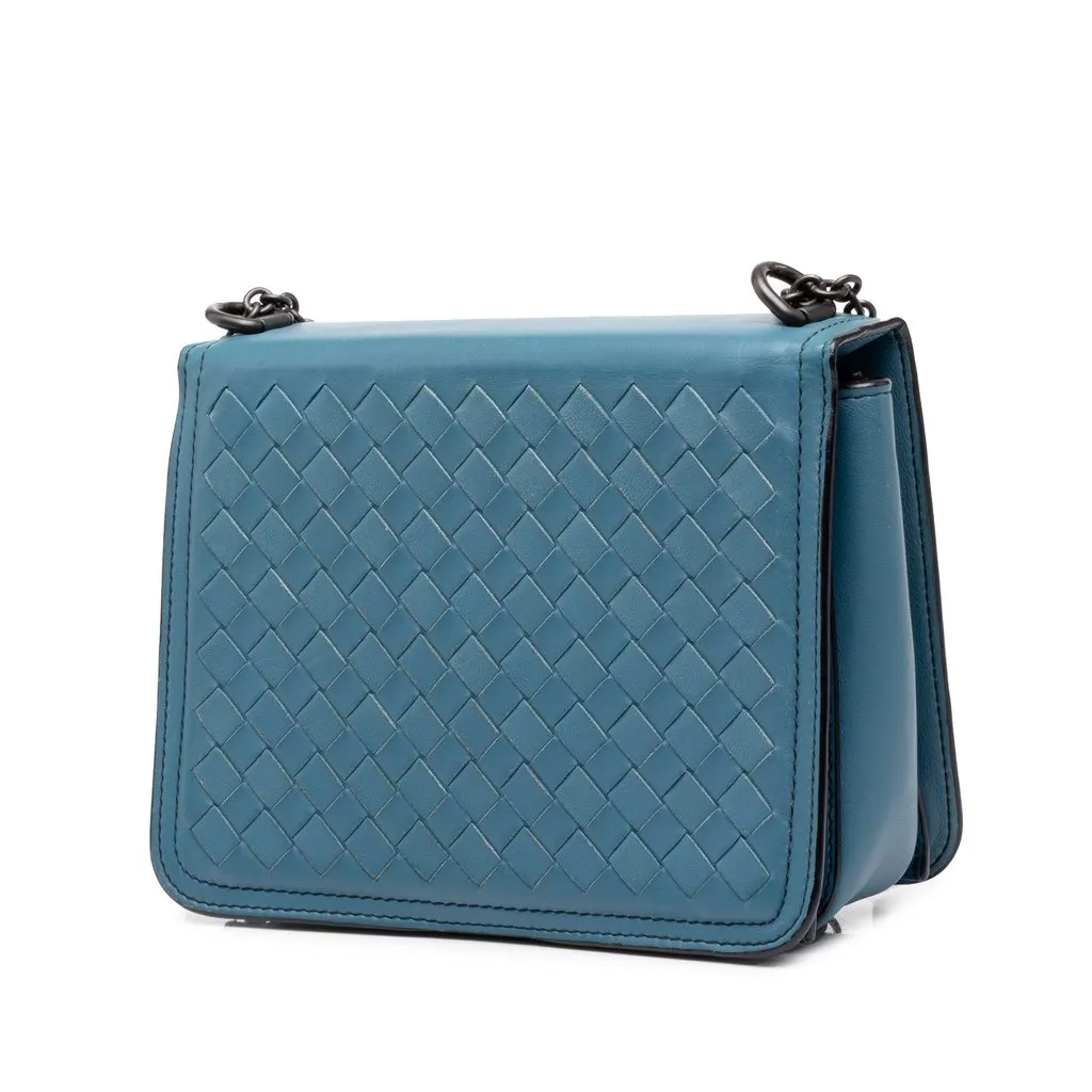 Bottega Veneta Mini Nappa Intrecciato Runway Shoulder Bag Blue Leather Good - Back View