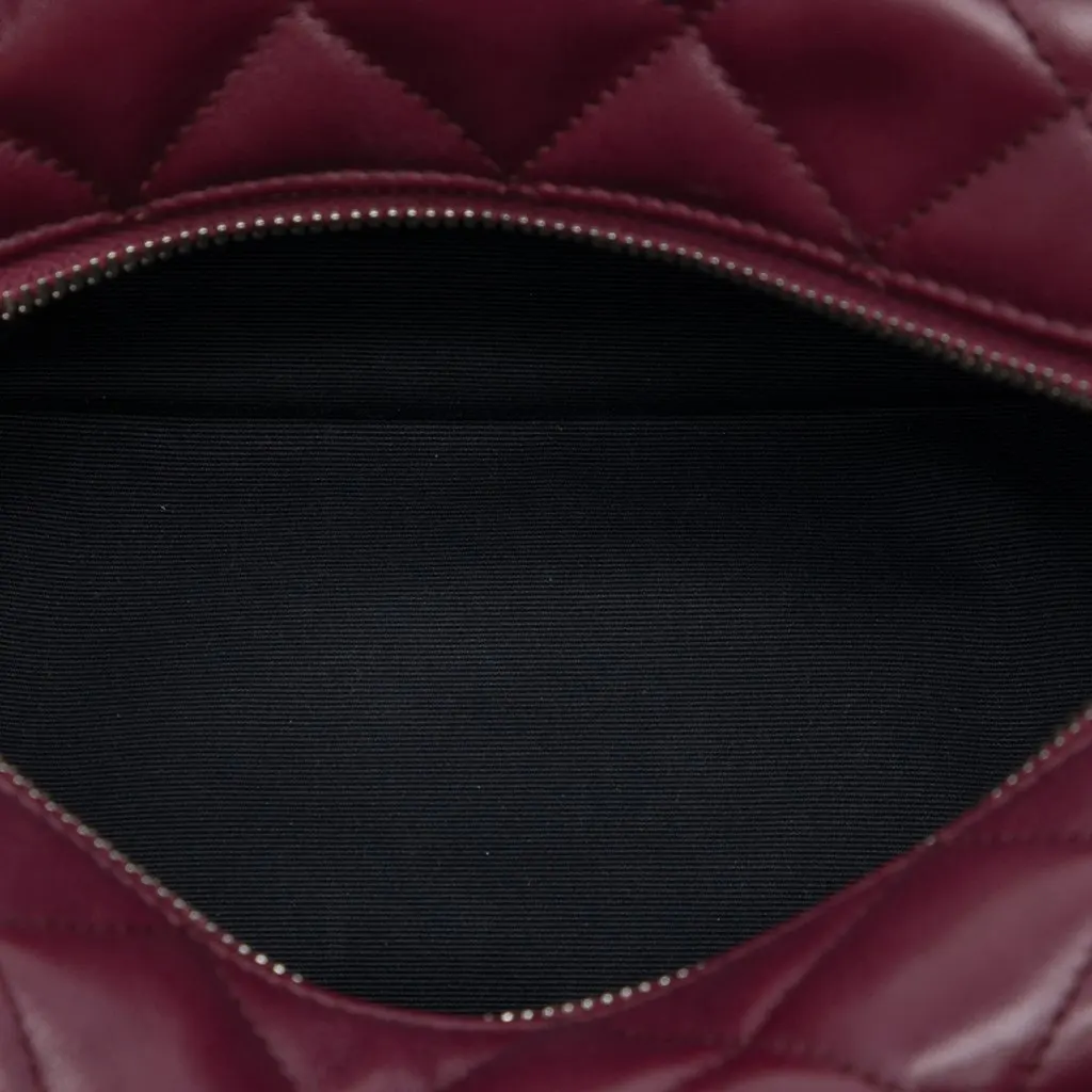 Saint Laurent Small Matelasse Calfskin LouLou Bowling Bag Red Leather Very good - Model View