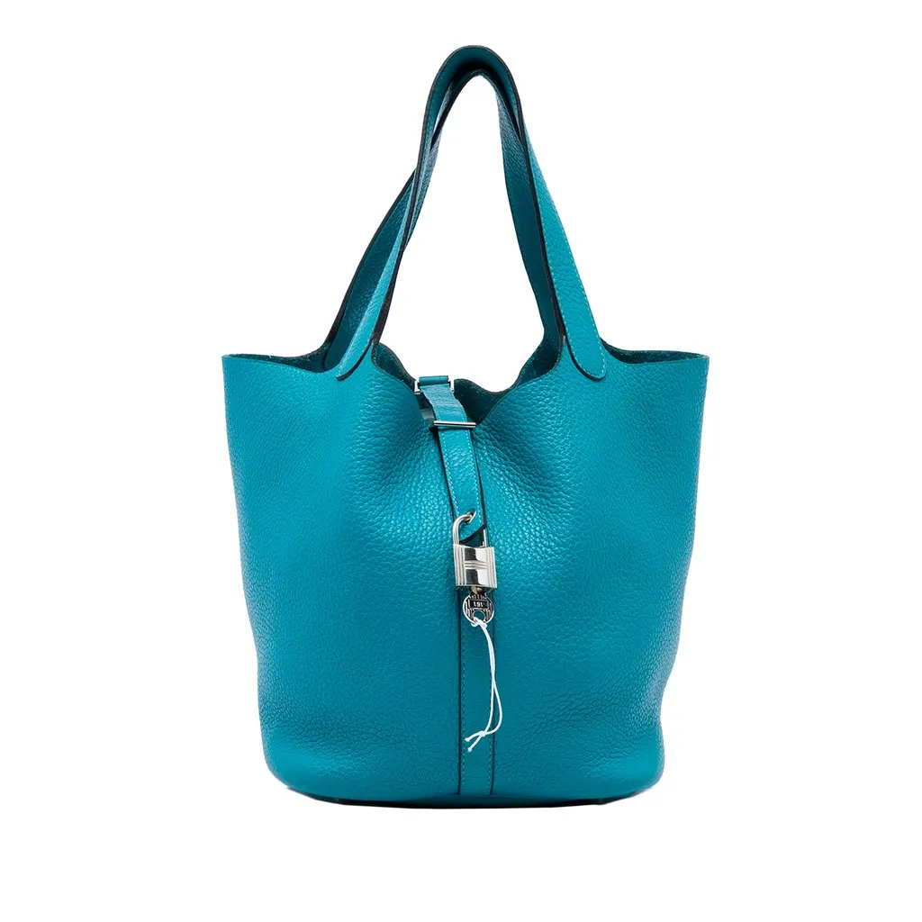 Hermès Clemence Picotin Lock 22 Blue Leather Very good - Front View