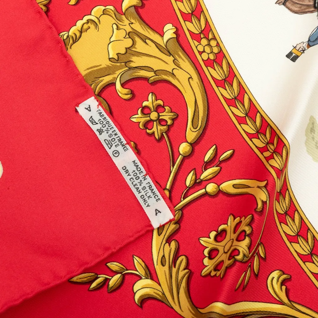 Hermès La Promenade De Longchamps Silk Scarf 90 Red
