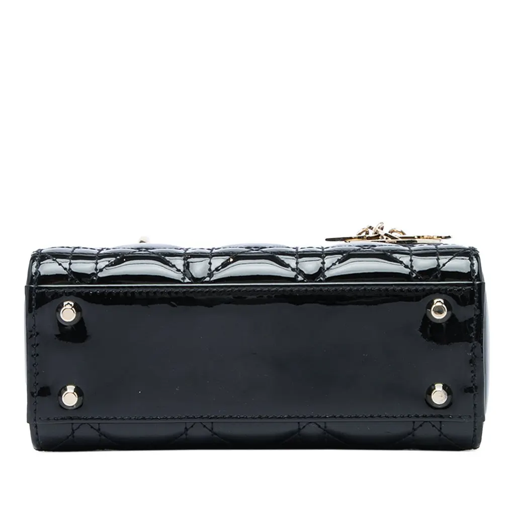 Dior Mini Patent Cannage Lady Dior Black Leather Very good - Inside View