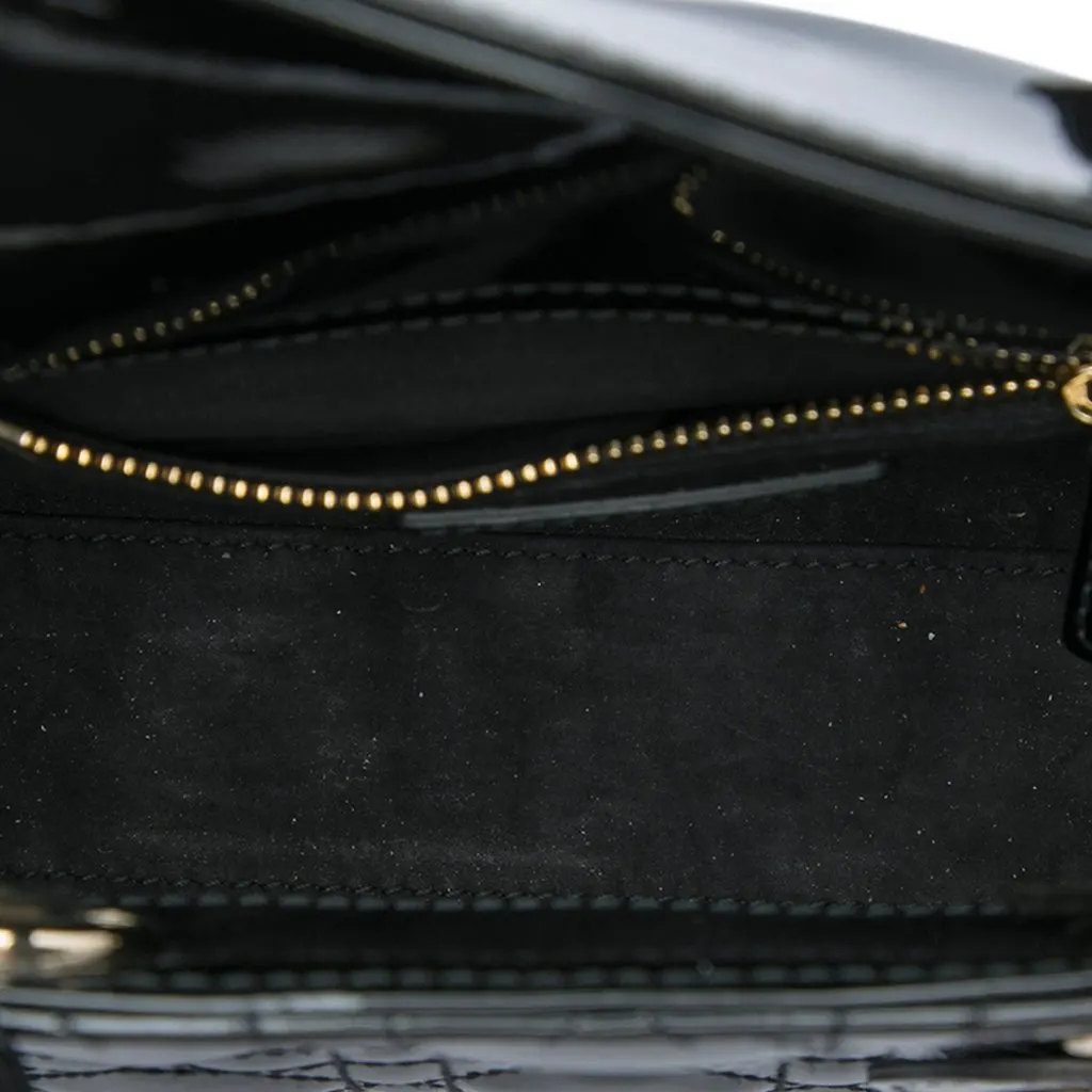 Dior Mini Patent Cannage Lady Dior Black Leather Very good - Model View