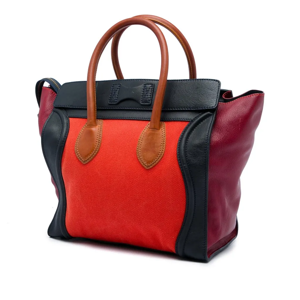 Celine Mini Multicolor Canvas and Leather Luggage Tote Orange Very good - Back View