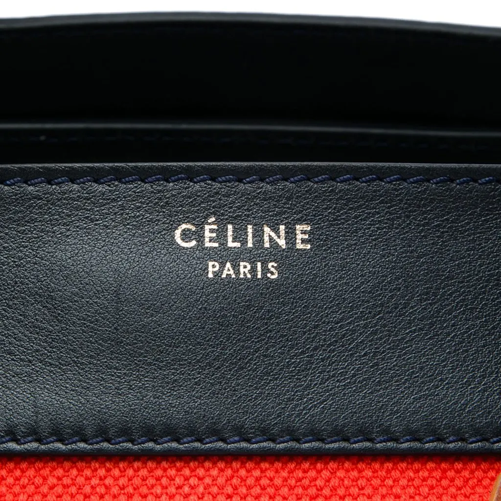 Celine Mini Multicolor Canvas and Leather Luggage Tote Orange Very good - Box View