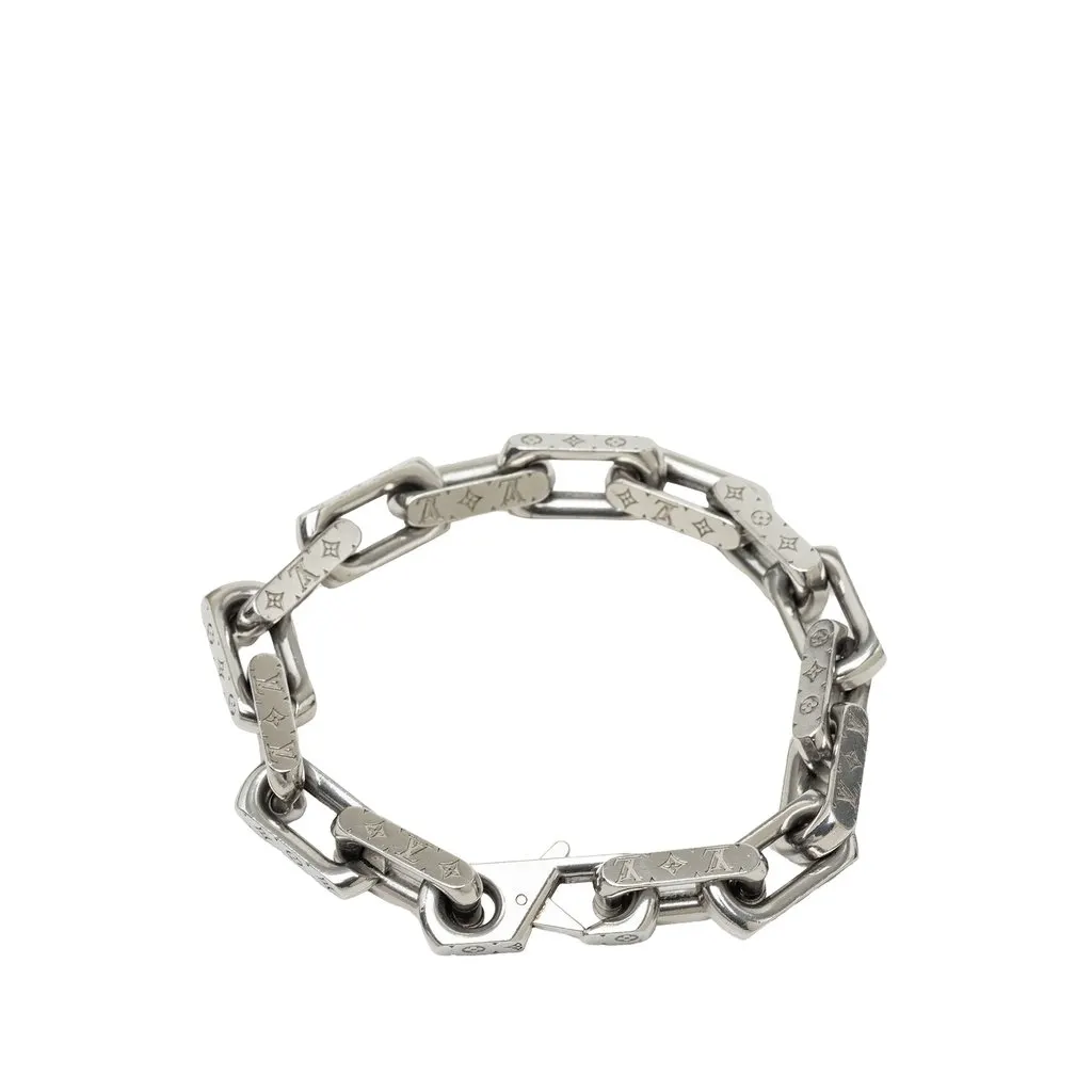 Louis Vuitton Stainless Steel Monogram Chain Bracelet L Silver Stainless steel Very good - Inside View