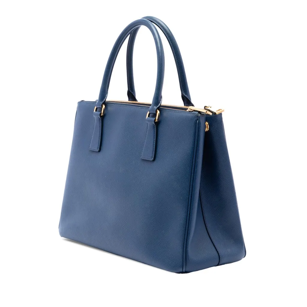 Prada Medium Saffiano Lux Galleria Double Zip Satchel Blue Leather Very good - Back View