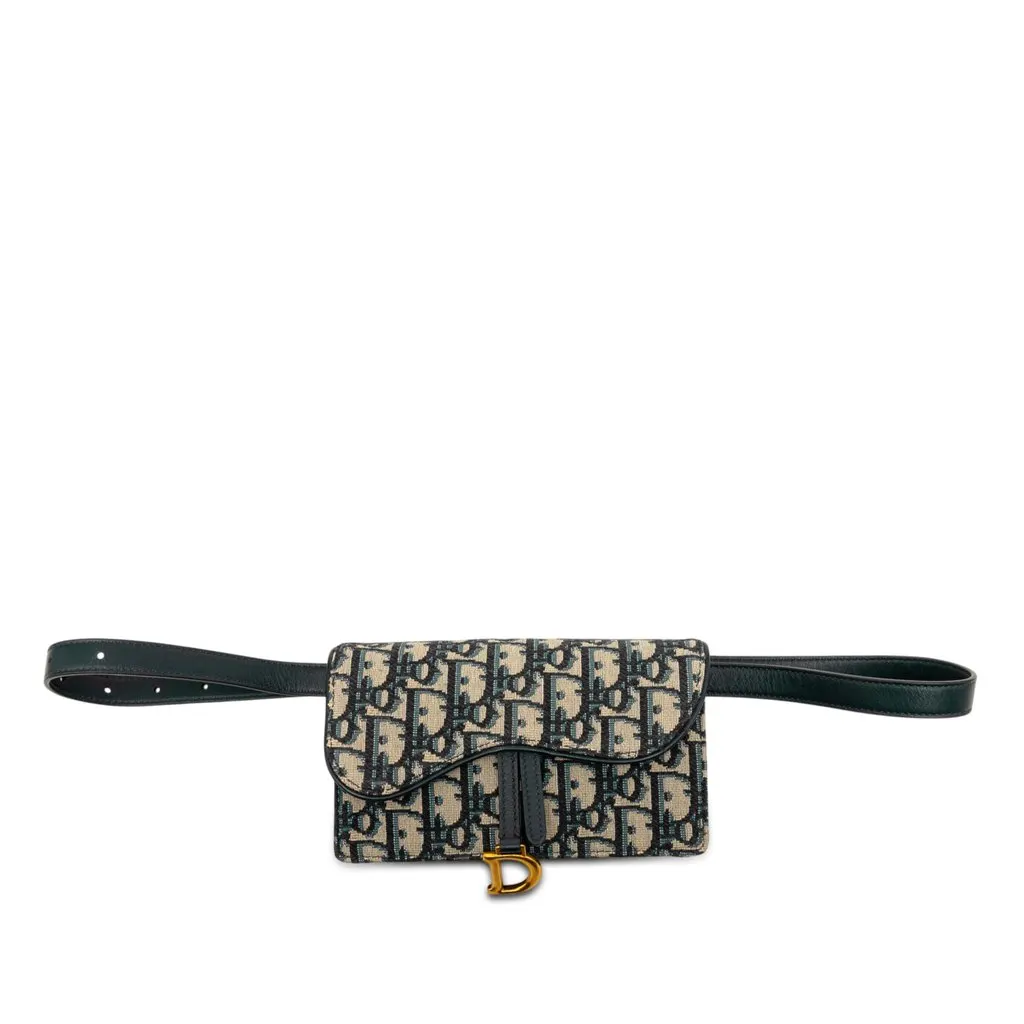 Dior Oblique Canvas Saddle Belt Bag Blue Very good - Front View