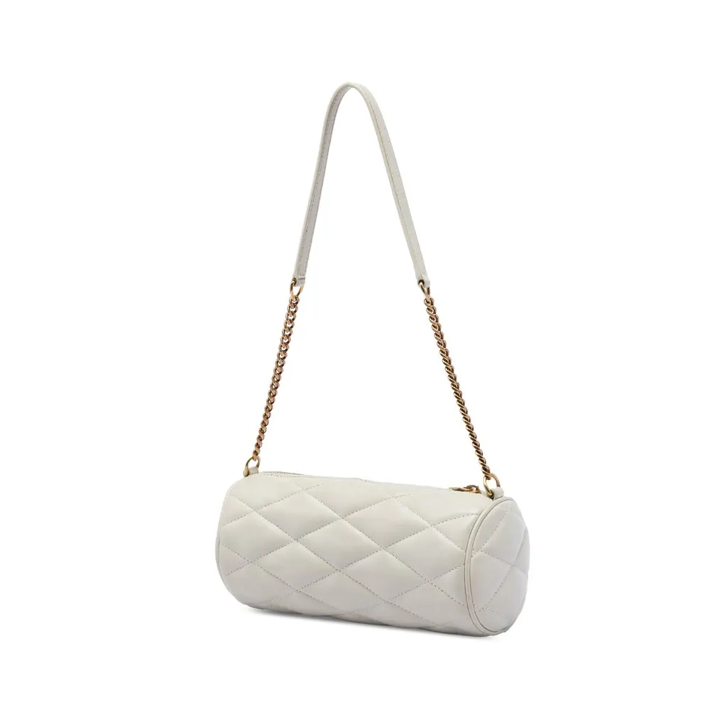 Saint Laurent Mini Quilted Lambskin Sade Tube Bag White Leather Very good - Back View