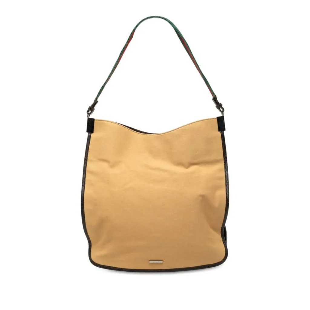 Gucci Canvas Web Shoulder Bag Beige Canvas Very good - Front View