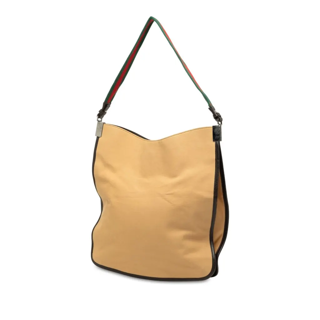 Gucci Canvas Web Shoulder Bag Beige Canvas Very good - Back View