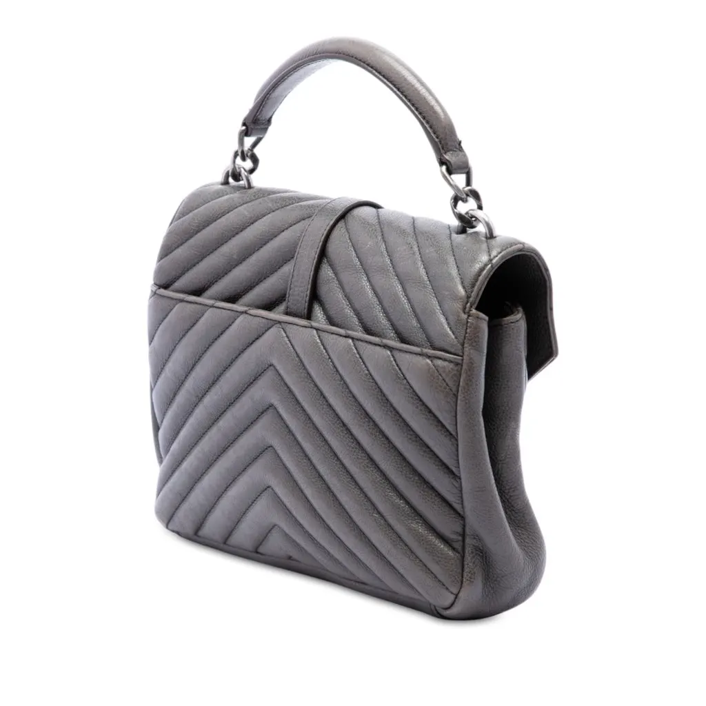Saint Laurent Medium Chevron Sheepskin Monogram College Satchel MultiColor Leather Very good - Back View