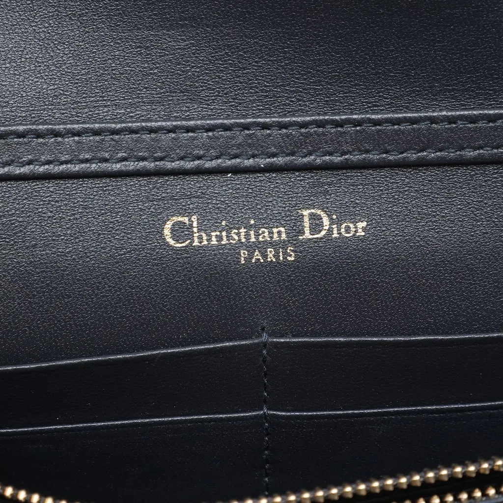 Dior Metallic Patent Microcannage Diorama Wallet on Chain Silver Leather Good - Box View