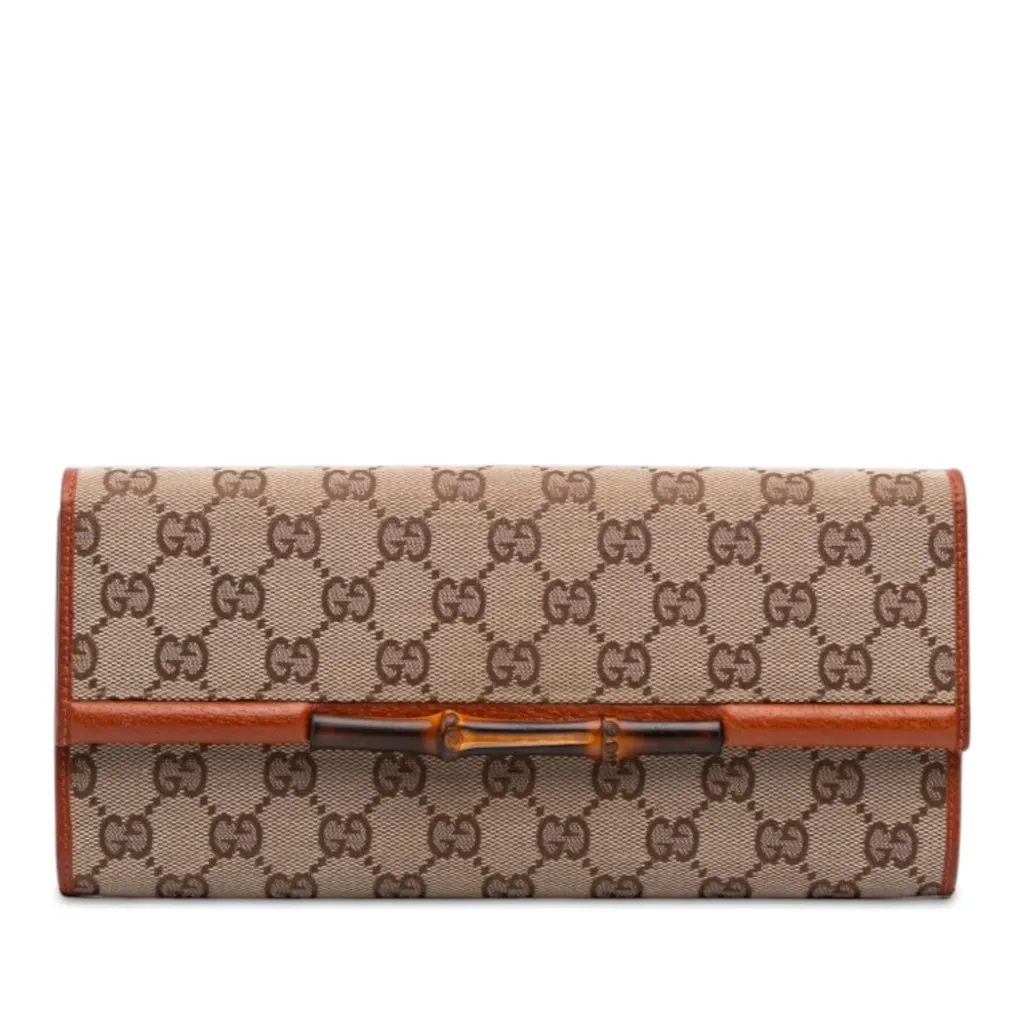 Gucci GG Canvas Bamboo Bar Crossbody Beige Good - Front View