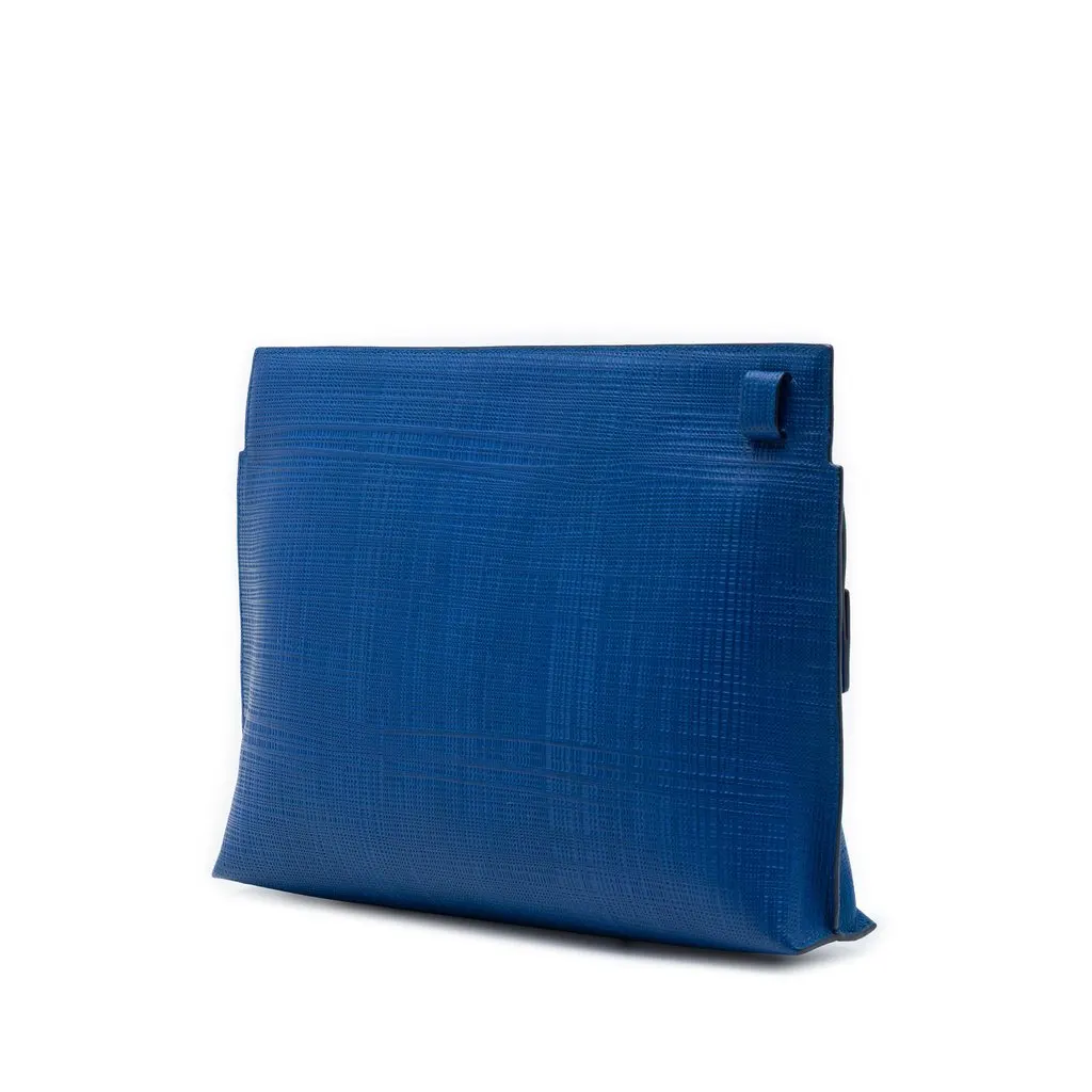 LOEWE Leather Anagram T Clutch Blue Leather Very good - Back View