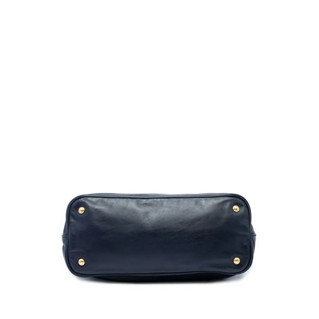 Prada Soft Calfskin Open Convertible Shopping Tote Blue Leather Very good - Inside View