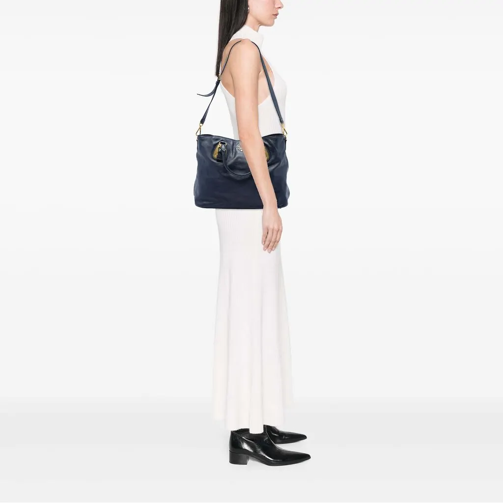 Prada Soft Calfskin Open Convertible Shopping Tote Blue Leather Very good - Box View