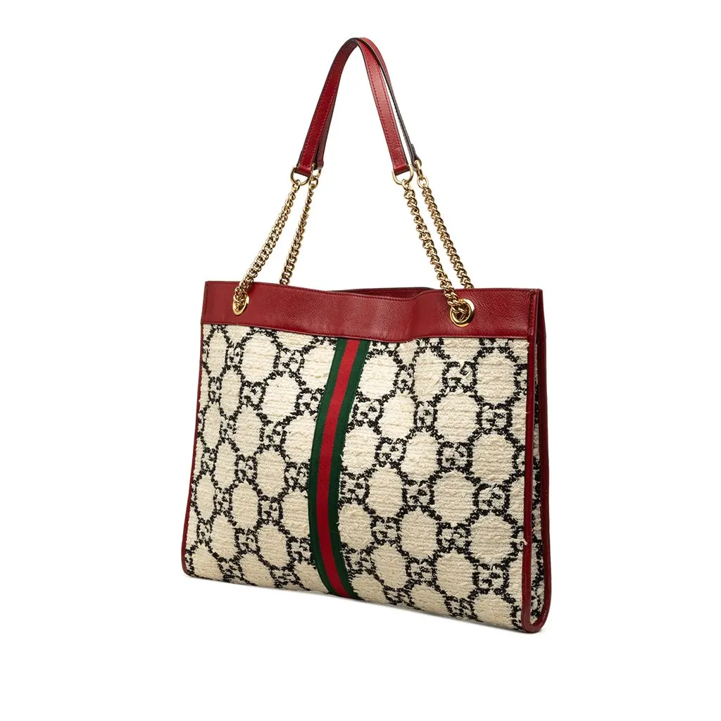 Gucci Large GG Tweed Web Rajah Tote White Very good - Back View