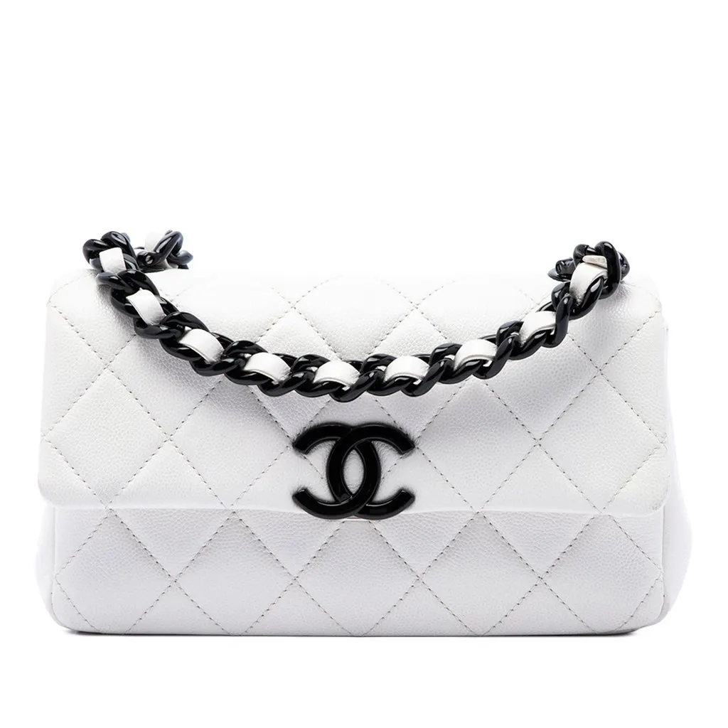 Chanel Small Quilted Caviar My Everything Flap White Leather Very good - Front View