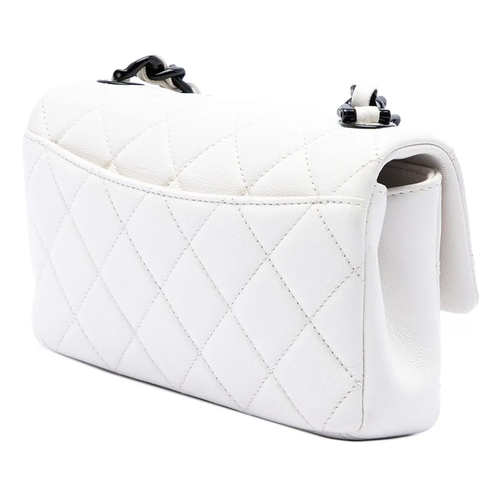 Chanel Small Quilted Caviar My Everything Flap White Leather Very good - Back View