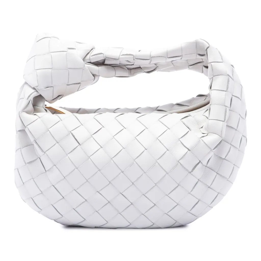Bottega Veneta Mini Nappa Intrecciato Jodie White Leather Very good - Front View