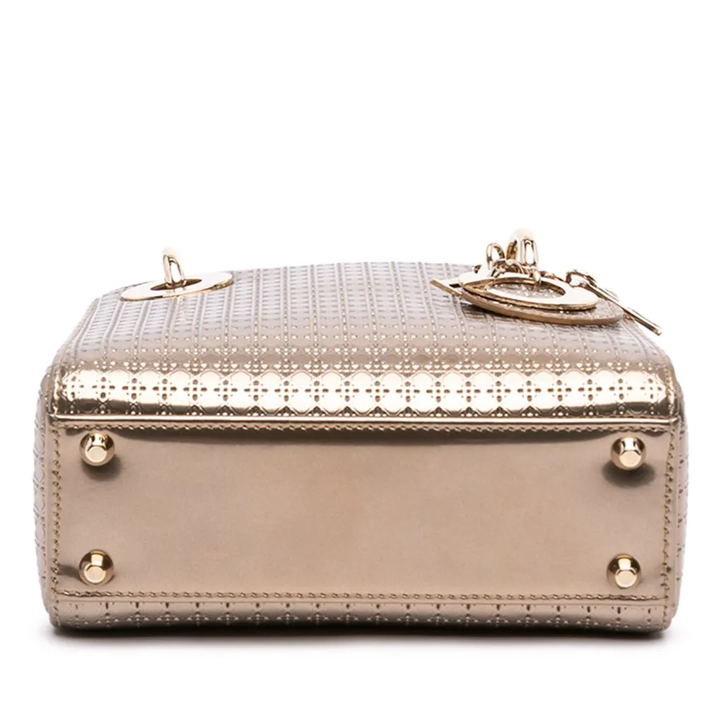 Dior Mini Metallic Patent Microcannage Lady Dior Gold Leather Very good - Inside View