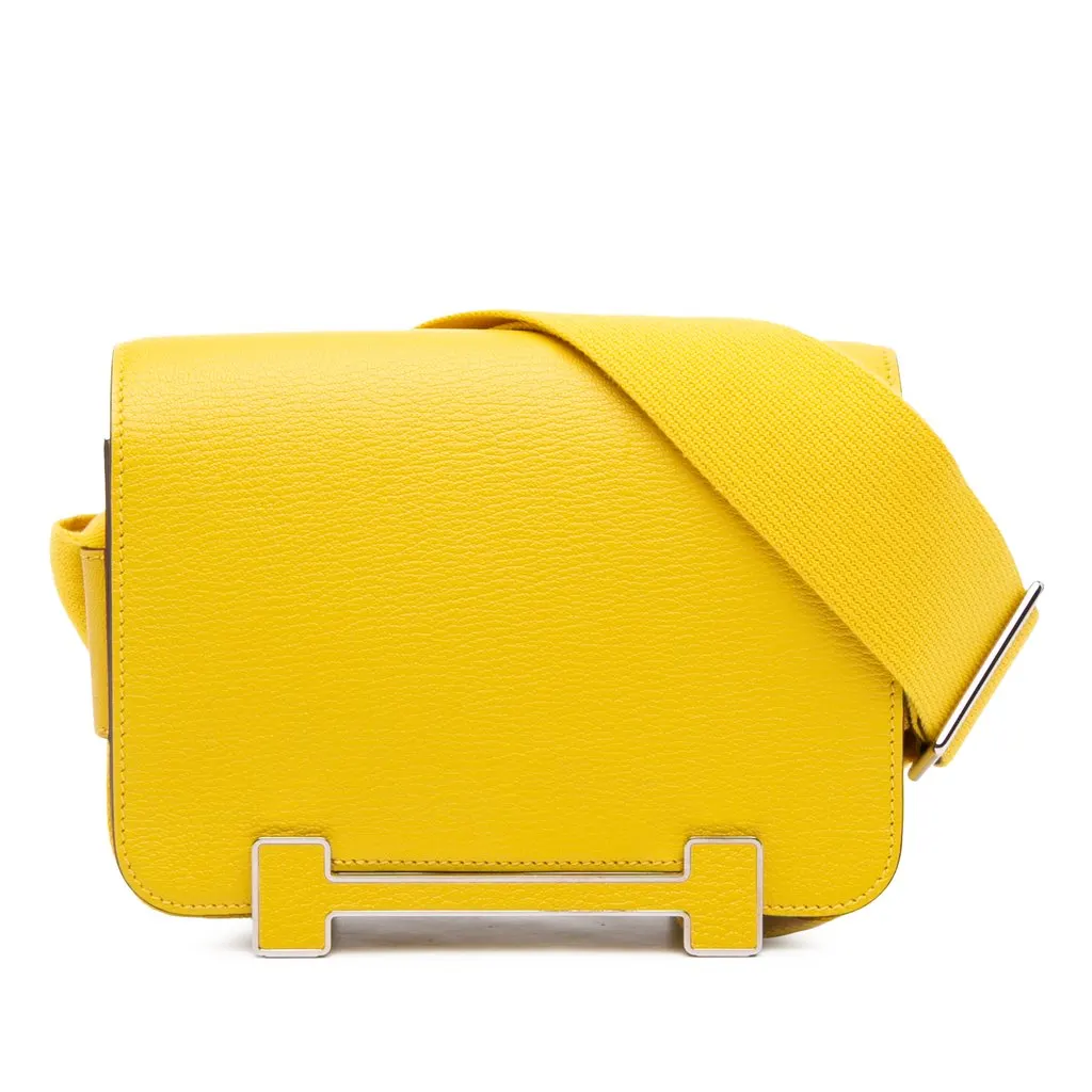 Hermès Chevre Mysore Geta Yellow Leather Very good - Front View