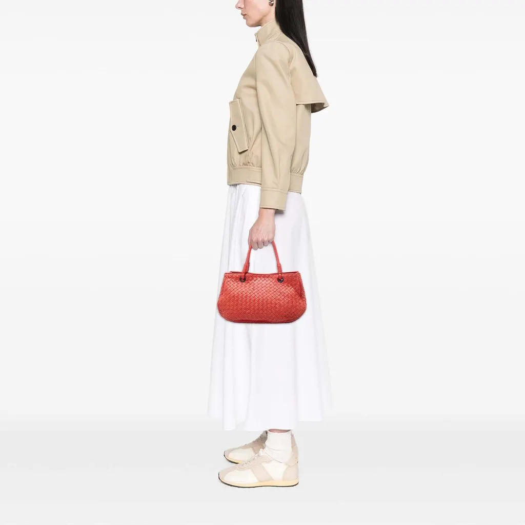 Bottega Veneta Nappa Intrecciato Top Handle Bag Orange Leather Very good - Box View