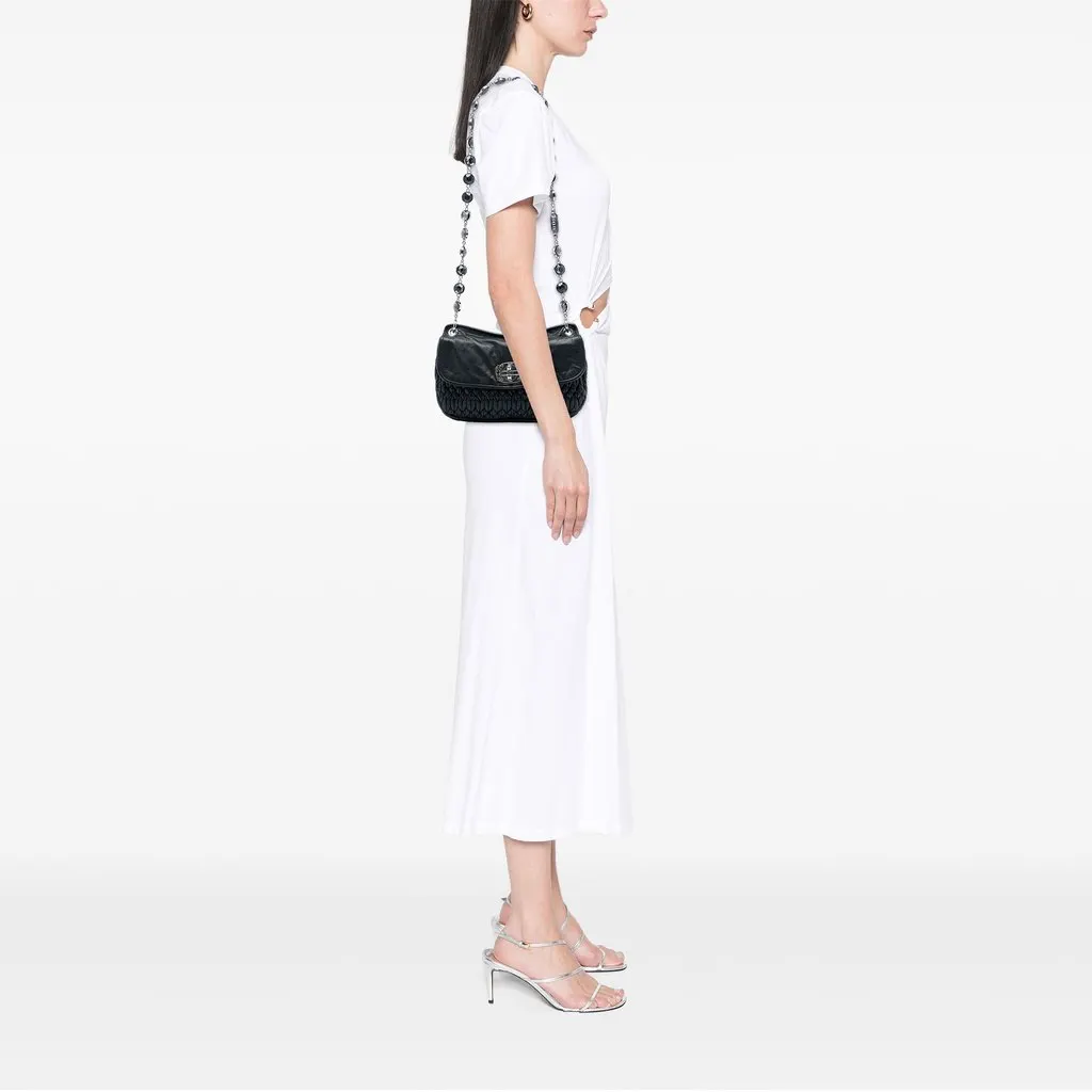 Miu Miu Matelasse Nappa Crystal Flap Crossbody Black Leather Very good - Box View