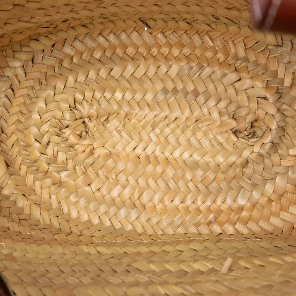 LOEWE Large Floral Embroidered Raffia Basket Tote Beige Very good - Model View