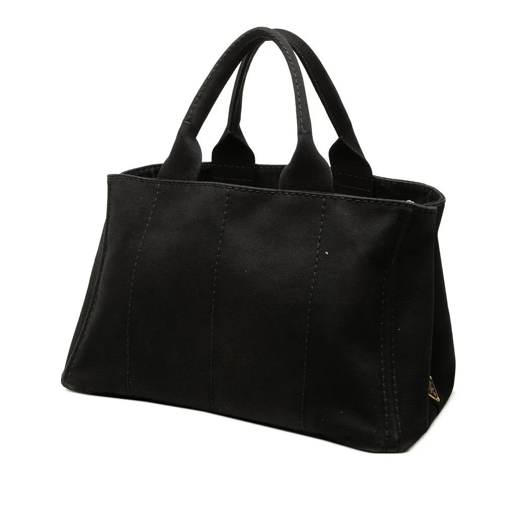 Prada Canvas Canapa Logo Tote Black Canvas Very good - Back View