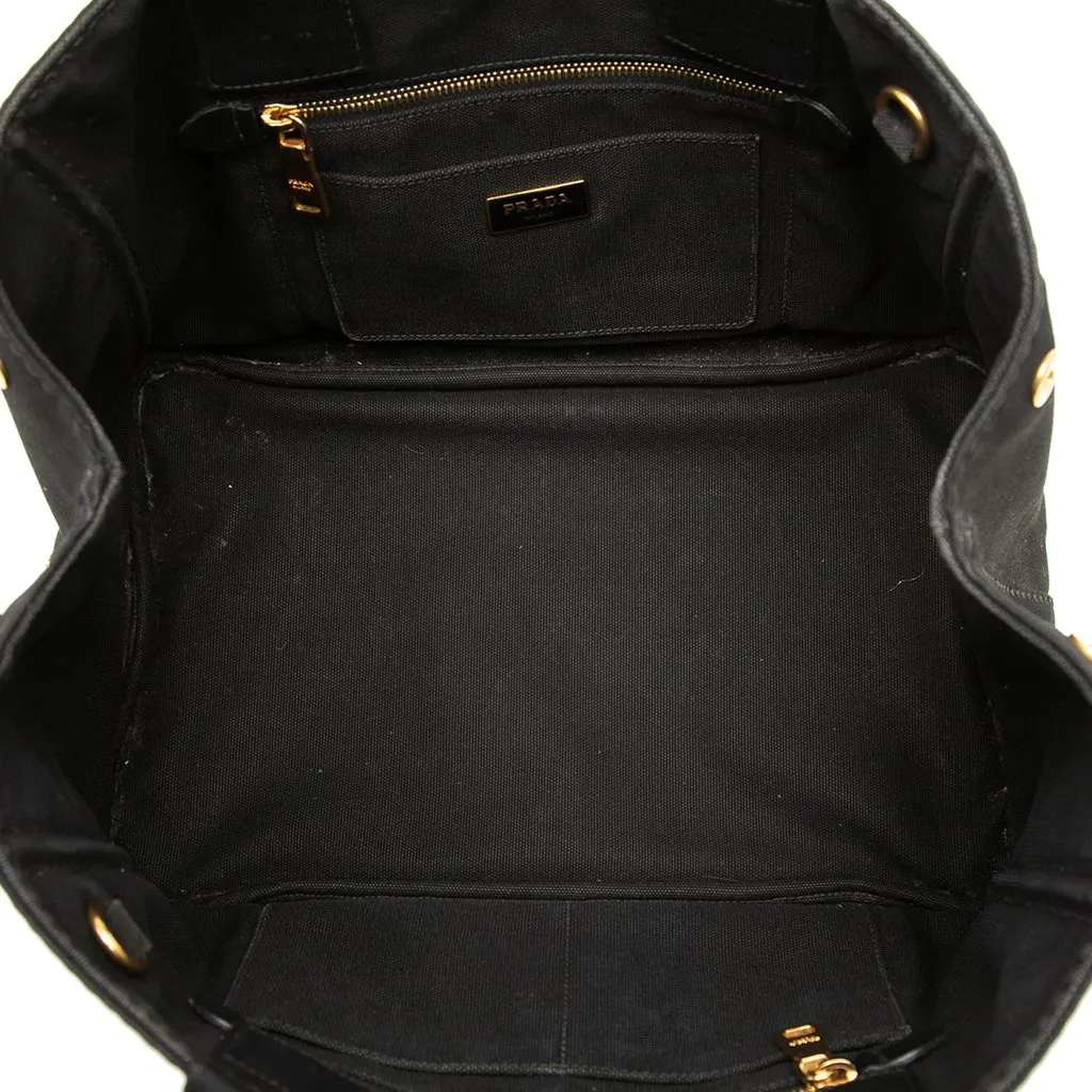 Prada Canvas Canapa Logo Tote Black Canvas Very good - Model View