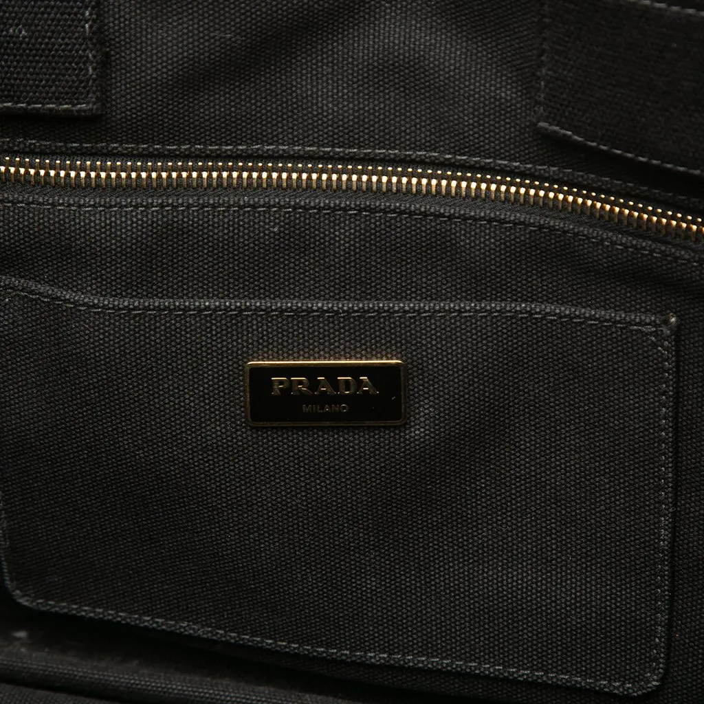 Prada Canvas Canapa Logo Tote Black Canvas Very good - Box View