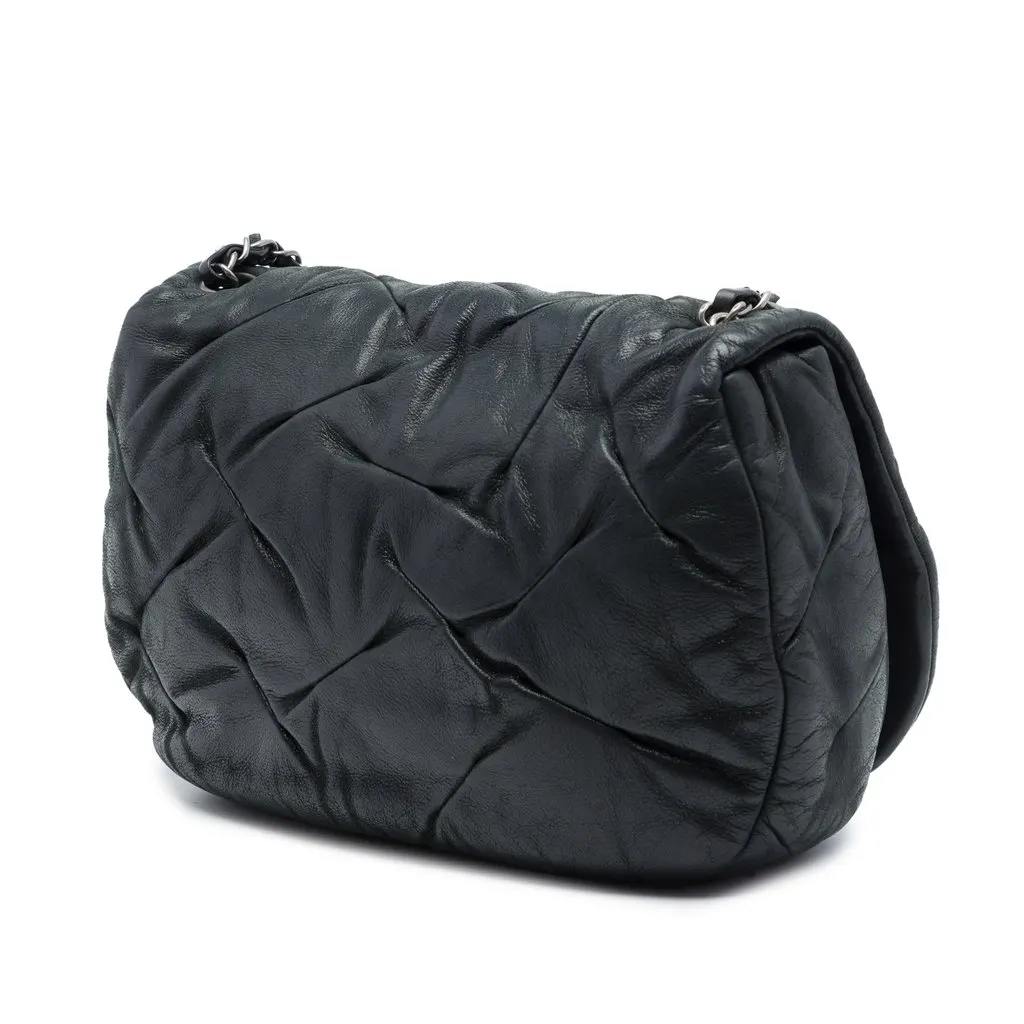 Chanel Iridescent Calfskin East Glint Flap Black Leather Very good - Back View