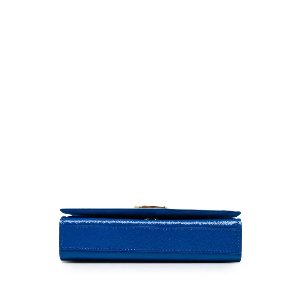 Saint Laurent Small Grain De Poudre Monogram Kate Crossbody Blue Leather Good - Inside View