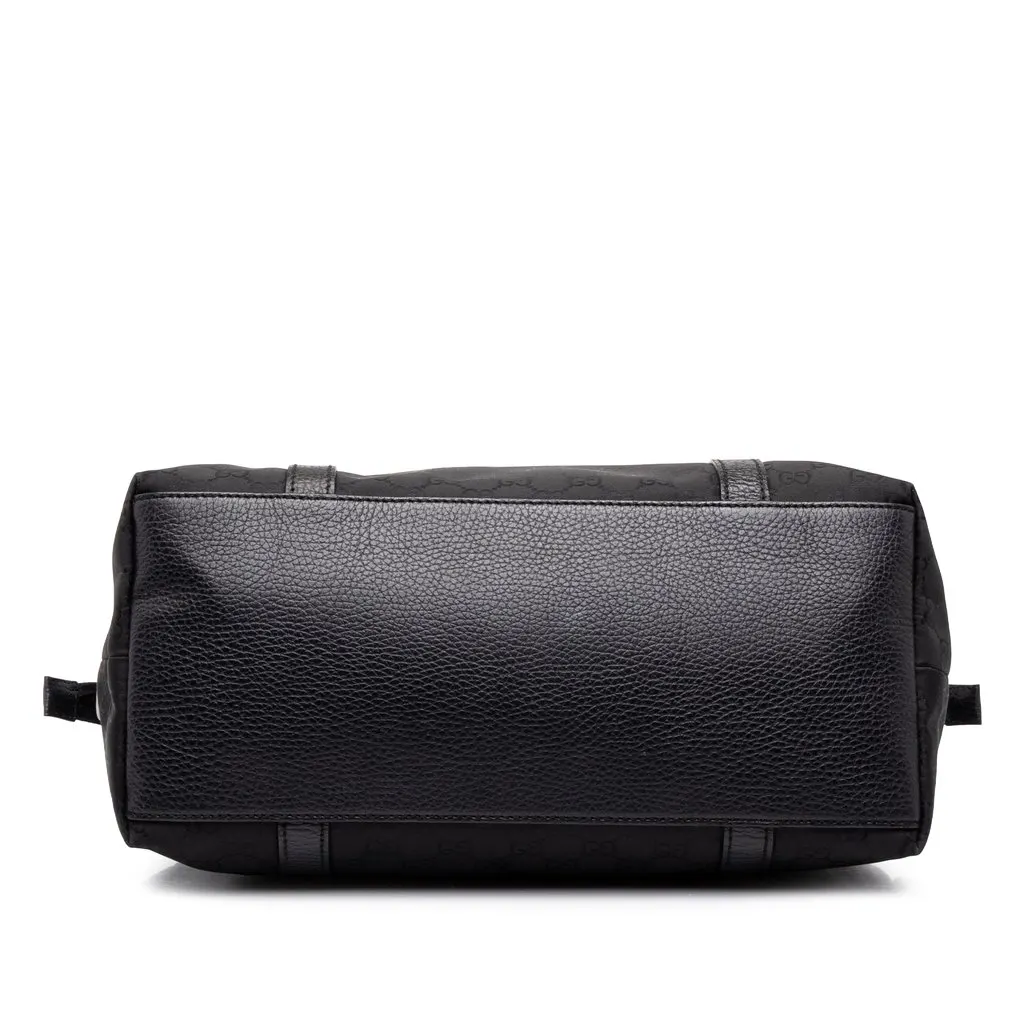 Gucci Medium GG Canvas Charm Dome Satchel Black Leather Good - Inside View