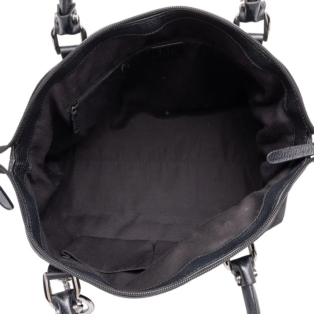 Gucci Medium GG Canvas Charm Dome Satchel Black Leather Good - Model View