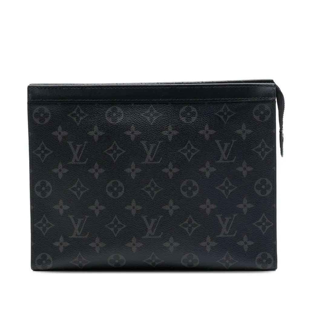 Louis Vuitton Monogram Eclipse Pochette Voyage MM Black Canvas Good - Front View