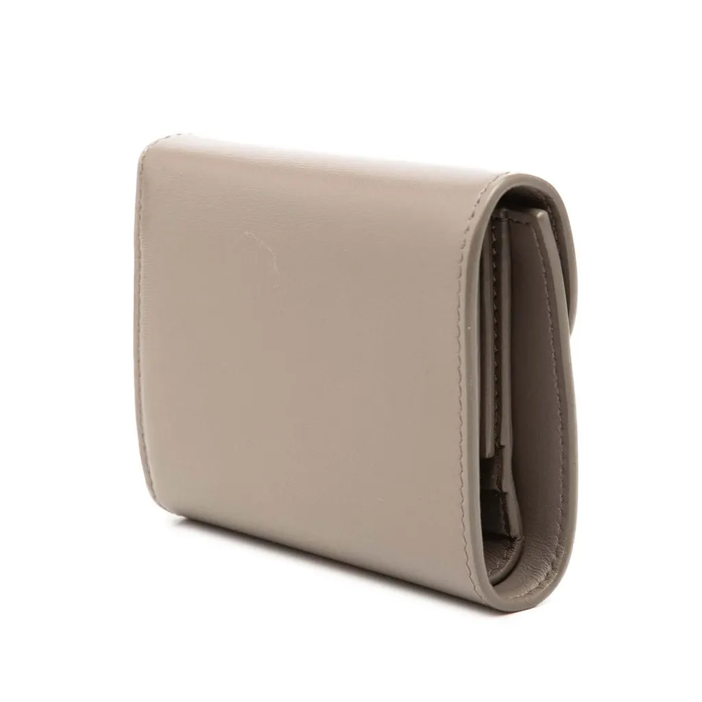 Celine Shiny Calfskin Triomphe Flap Small Wallet Brown Leather Good - Back View