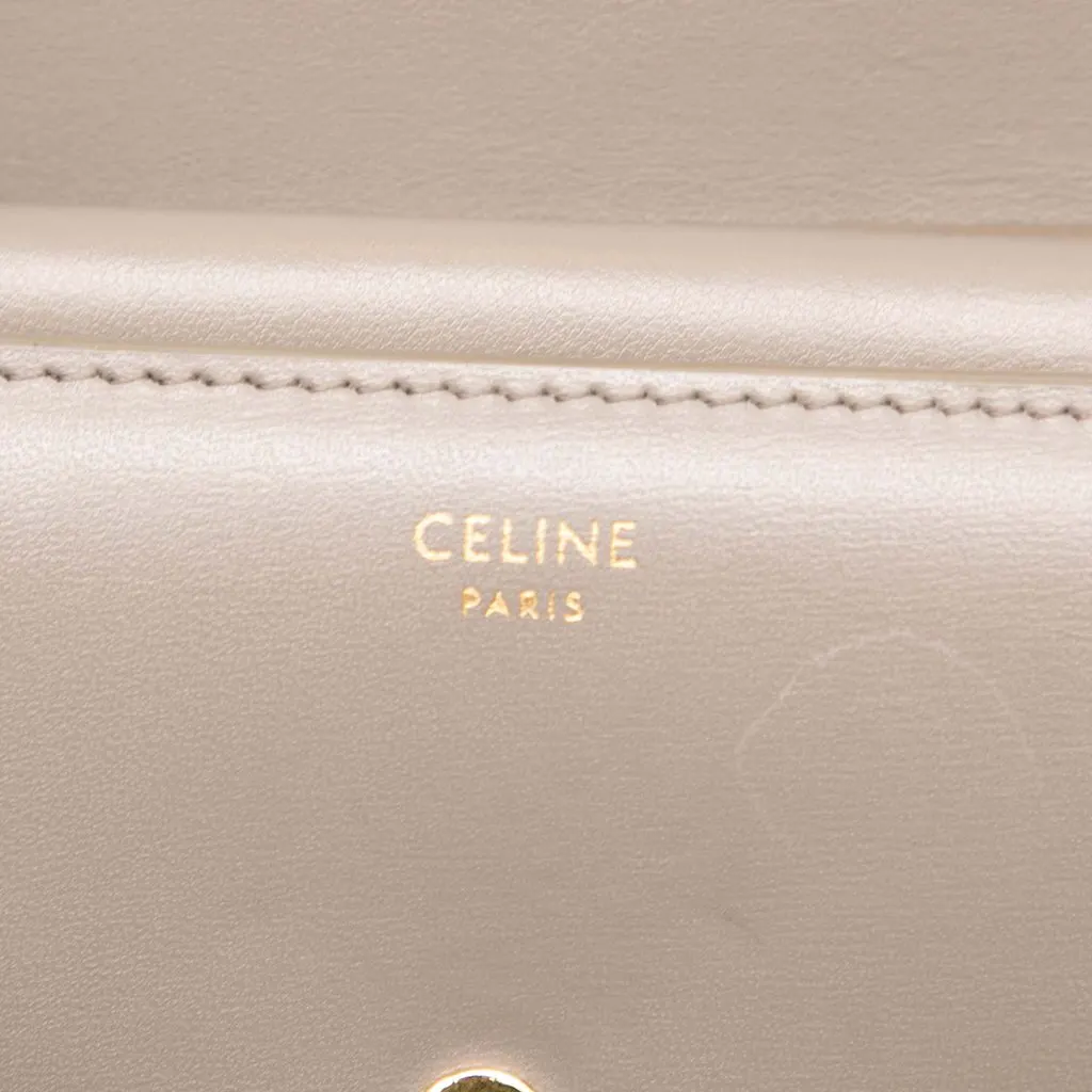 Celine Shiny Calfskin Triomphe Flap Small Wallet Brown Leather Good - Box View