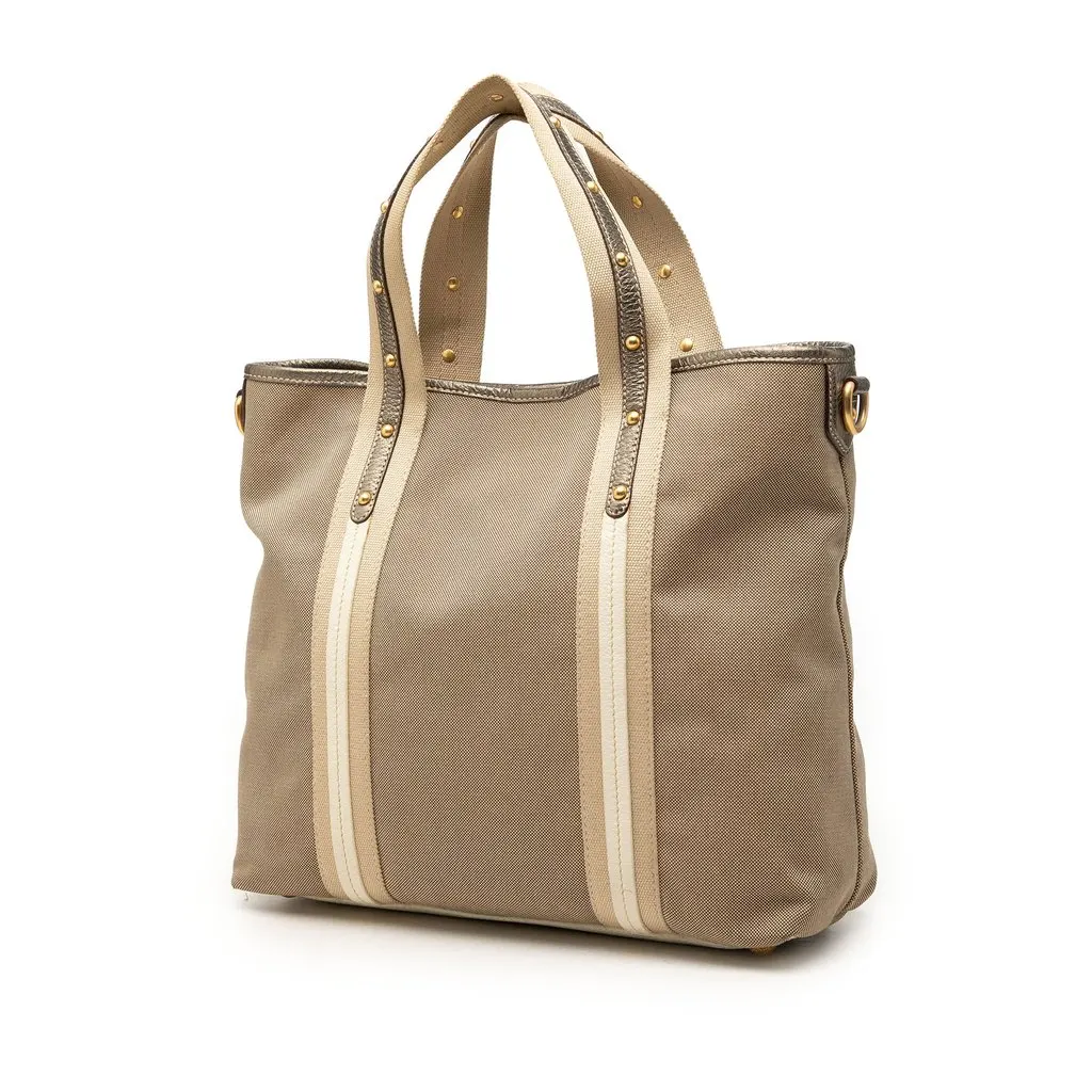 Prada Canvas Canapa Logo Satchel Beige Canvas Very good - Back View