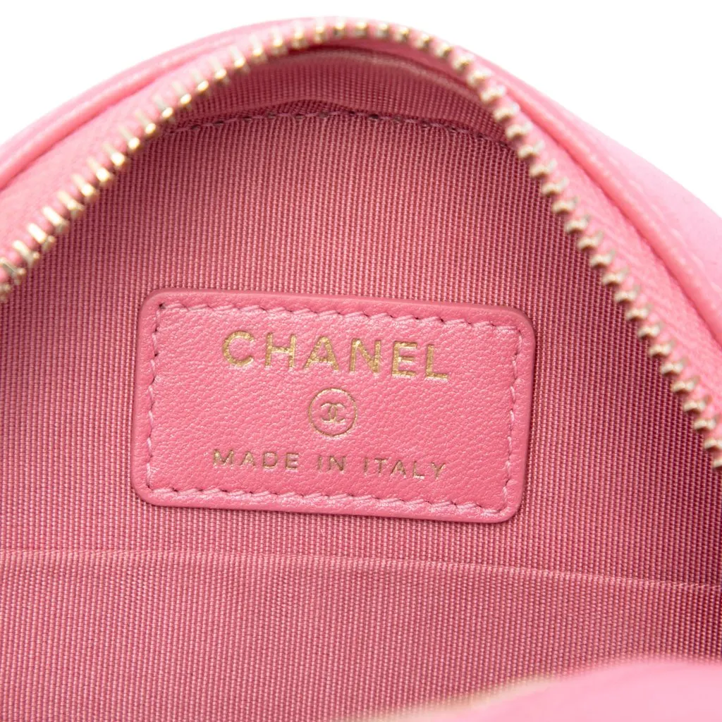 Chanel Quilted Lambskin Round Pearl Clutch with Chain Pink Leather Very good - Box View