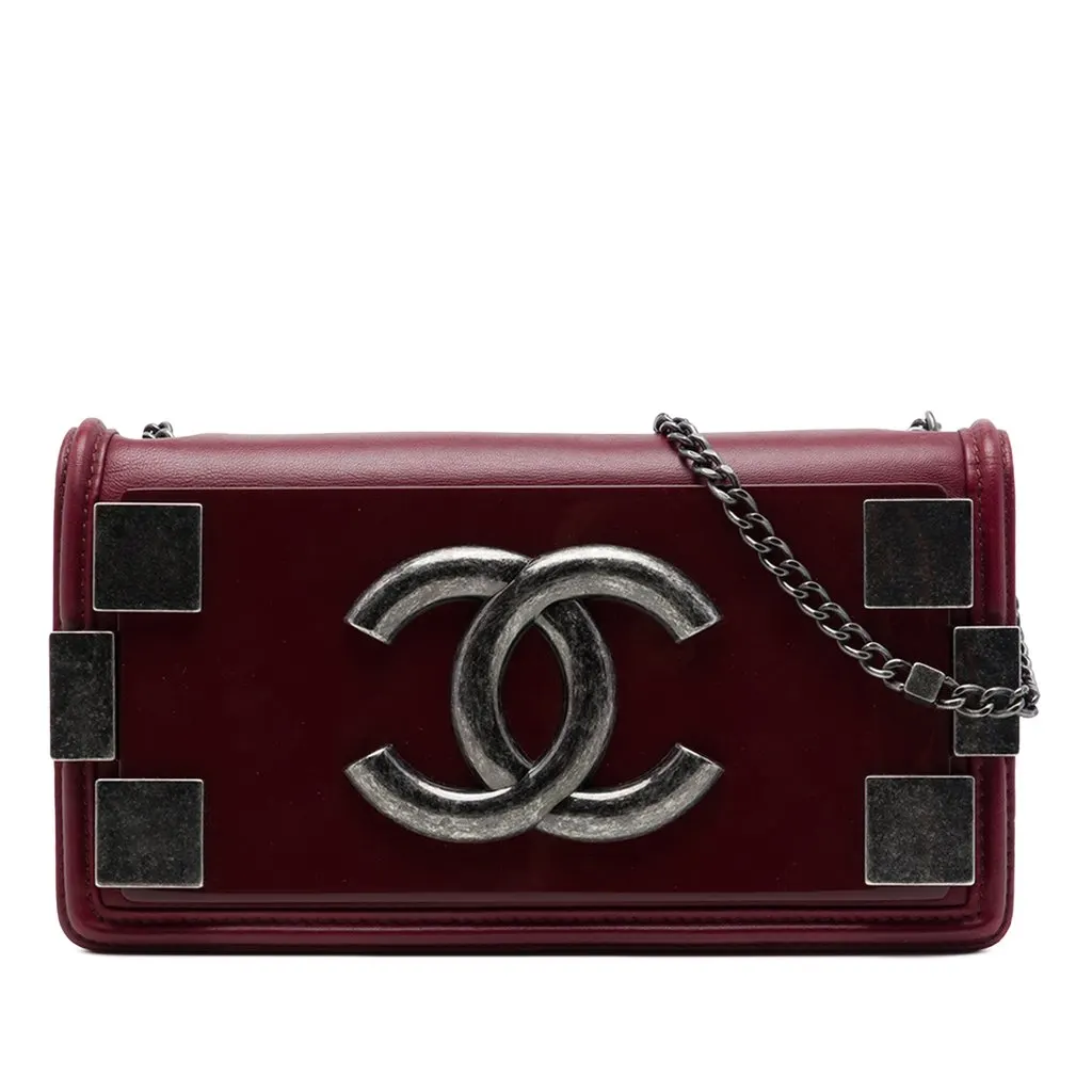 Chanel Lambskin and Acrylic Boy Brick Horizontal Flap Red Leather Very good - Front View