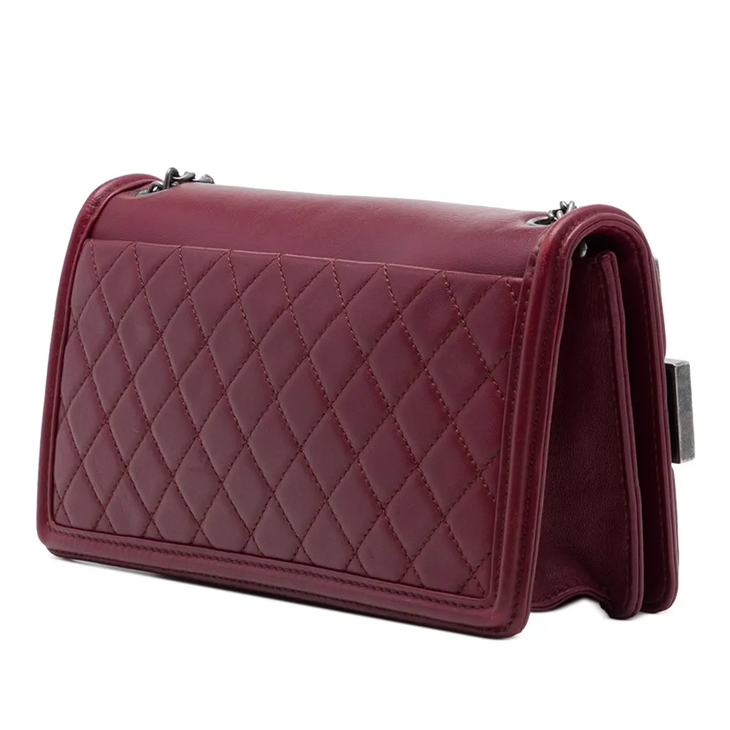 Chanel Lambskin and Acrylic Boy Brick Horizontal Flap Red Leather Very good - Back View