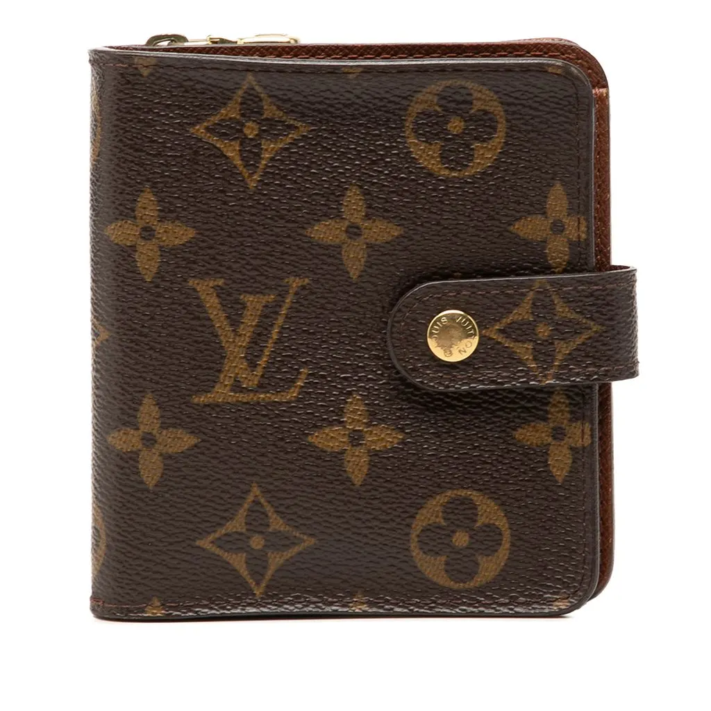 Louis Vuitton Monogram Compact Zip Wallet Brown Canvas Very good - Front View