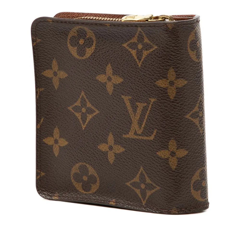 Louis Vuitton Monogram Compact Zip Wallet Brown Canvas Very good - Back View